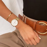 Shop Authentic Daniel Wellington Classic Petite Evergold White Dial Gold Mesh Bracelet Watch For Women - DW00100346 - Luxxuri