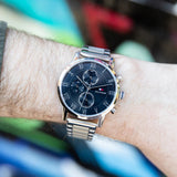  Shop Authentic Tommy Hilfiger Kane Chronograph Grey Dial Silver Steel Strap Watch for Men - 1791397 - Luxxuri