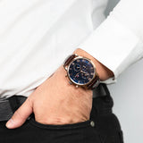  Shop Authentic Tommy Hilfiger Kane Chronograph Blue Dial Brown Leather Strap Watch for Men - 1791399 - Luxxuri