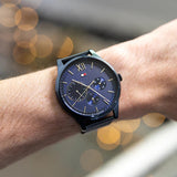  Shop Authentic Tommy Hilfiger Damon Quartz Blue Dial Blue Mesh Bracelet Watch for Men - 1791421 - Luxxuri
