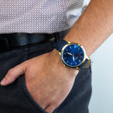  Shop Authentic Fossil The Minimalist 3H Analog Blue Dial Blue Leather Strap Watch for Men - FS5789 - Luxxuri