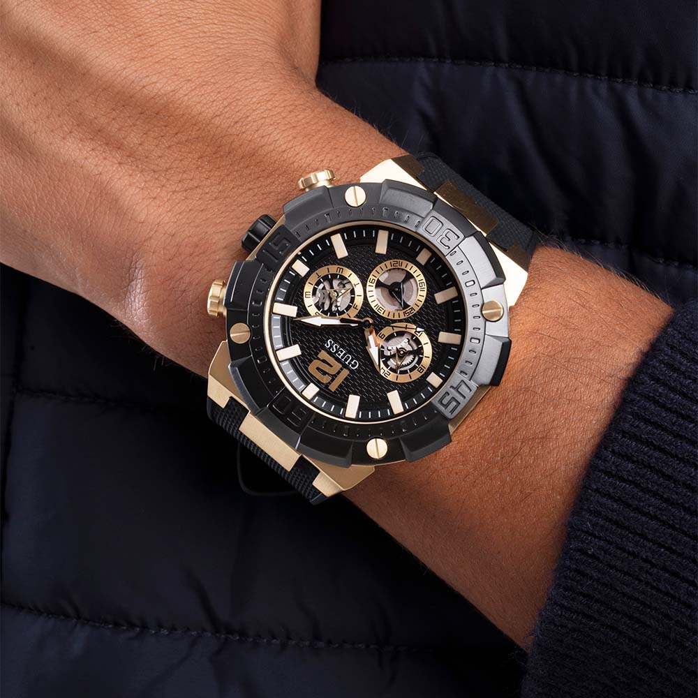  Shop Authentic Guess Navigator Chronograph Black Dial Black Rubber Strap Watch for Men - GW0264G3 - Luxxuri