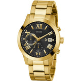  Shop Authentic Guess Atlas Chronograph Black Dial Gold Steel Strap Watch for Men - W0668G8 - Luxxuri