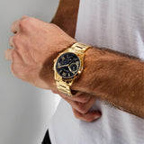  Shop Authentic Guess Atlas Chronograph Black Dial Gold Steel Strap Watch for Men - W0668G8 - Luxxuri