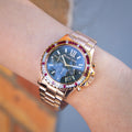 Michael Kors Everest Chronograph Black Dial Rose Gold Steel Strap Watch for Women - MK6972
