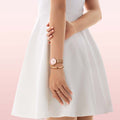  Shop Authentic Daniel Wellington Petite Melrose Pink Dial Rose Gold Mesh Strap Watch For Women - DW00100367 - Luxxuri