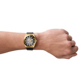  Shop Authentic Fossil Everett Automatic Skeleton Black Dial Black Leather Strap Watch for Men - ME3208 - Luxxuri