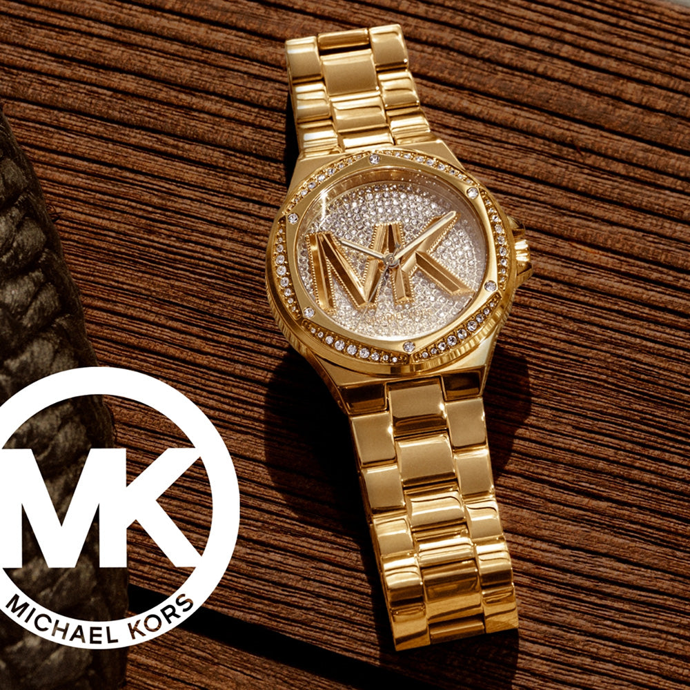  Shop Authentic Michael Kors Lennox Three Hand Gold Dial Gold Steel Strap Watch For Women - MK7229 - Luxxuri