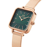  Shop Authentic Daniel Wellington Quadro Studio Green Dial Rose Gold Mesh Strap Watch For Women - DW00100520 - Luxxuri