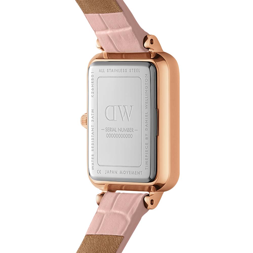  Shop Authentic Daniel Wellington Quadro Pressed Mother of Pearl Pink Dial Pink Leather Strap Watch For Women - DW00100508 - Luxxuri