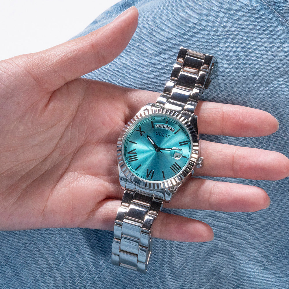  Shop Authentic Guess Luna Quartz Blue Dial Silver Steel Strap Watch For Women - GW0308L4 - Luxxuri