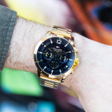  Shop Authentic Tommy Hilfiger Luca Chronograph Black Dial Gold Steel Strap Watch For Men - 1710511 - Luxxuri