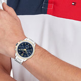  Shop Authentic Tommy Hilfiger Lars Chronograph Blue Dial Silver Steel Strap Watch For Men - 1792059 - Luxxuri