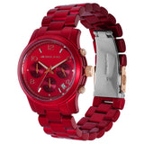  Shop Authentic Michael Kors Runway Analog Chronograph Red Dial Red Steel Strap Watch for Women - MK7436 - Luxxuri