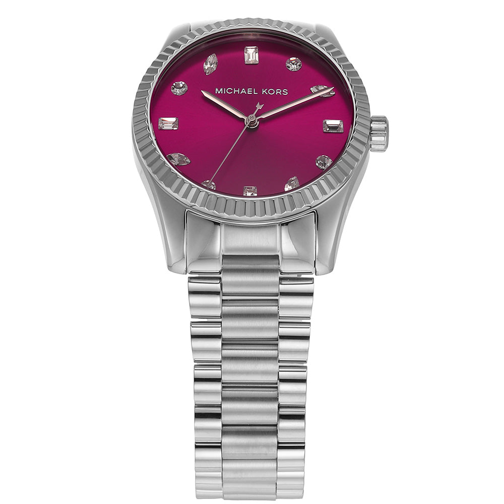 Shop Authentic Michael Kors Lexington Three-Hand Pink Dial Silver Steel Strap Watch For Women - MK7443 - Luxxuri