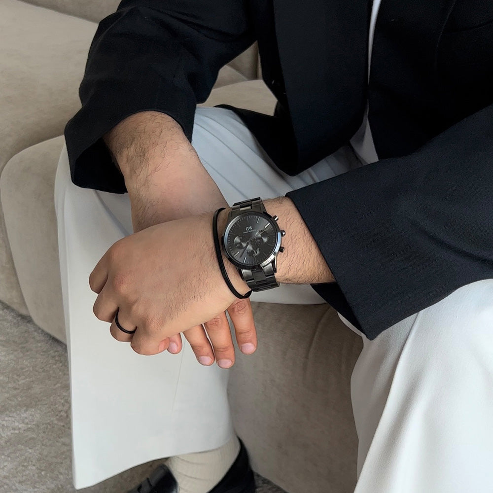  Shop Authentic Daniel Wellington Iconic Chronograph Black Dial Black Steel Strap Watch For Men - DW00100642 - Luxxuri