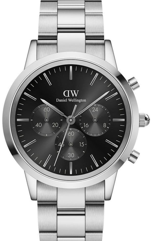  Shop Authentic Daniel Wellington Iconic Chronograph Link Black Dial Silver Steel Strap Watch For Men  - DW00100645 - Luxxuri