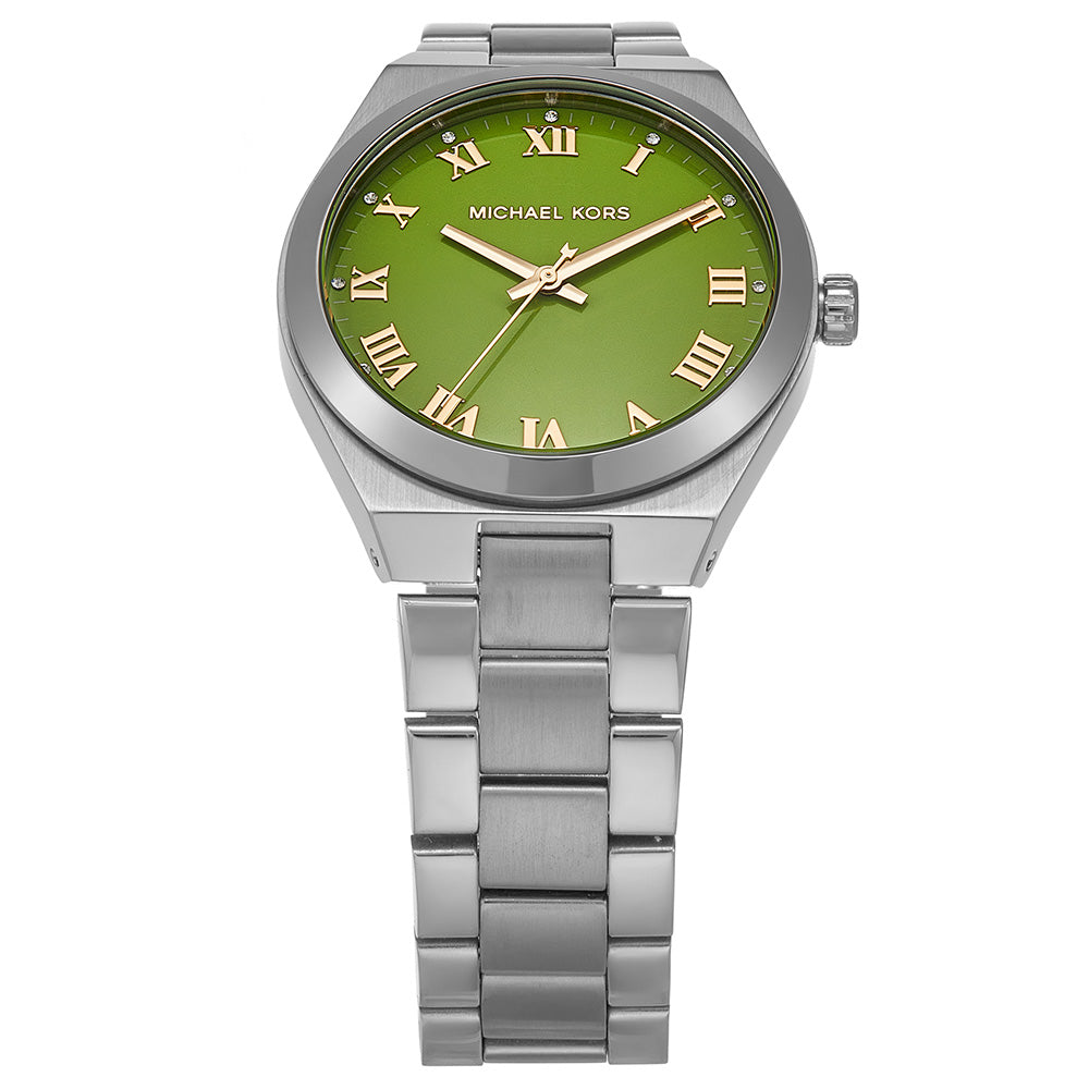  Shop Authentic Michael Kors Lennox Three-Hand Green Dial Silver Steel Strap Watch for Women - MK7463 - Luxxuri