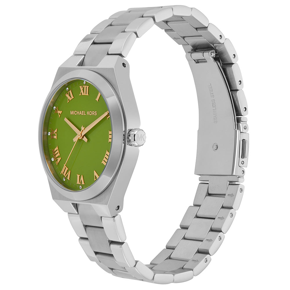  Shop Authentic Michael Kors Lennox Three-Hand Green Dial Silver Steel Strap Watch for Women - MK7463 - Luxxuri