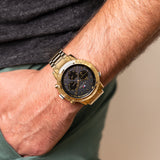  Shop Authentic Tommy Hilfiger Troy Chronograph Black Dial Gold Steel Strap Watch For Men - 1792109 - Luxxuri