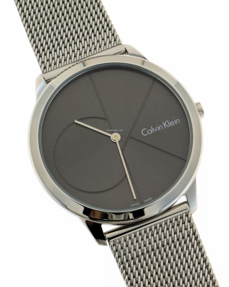  Shop Authentic Calvin Klein Minimal Black Dial Silver Mesh Bracelet Watch for Men - K3M21123 - Luxxuri