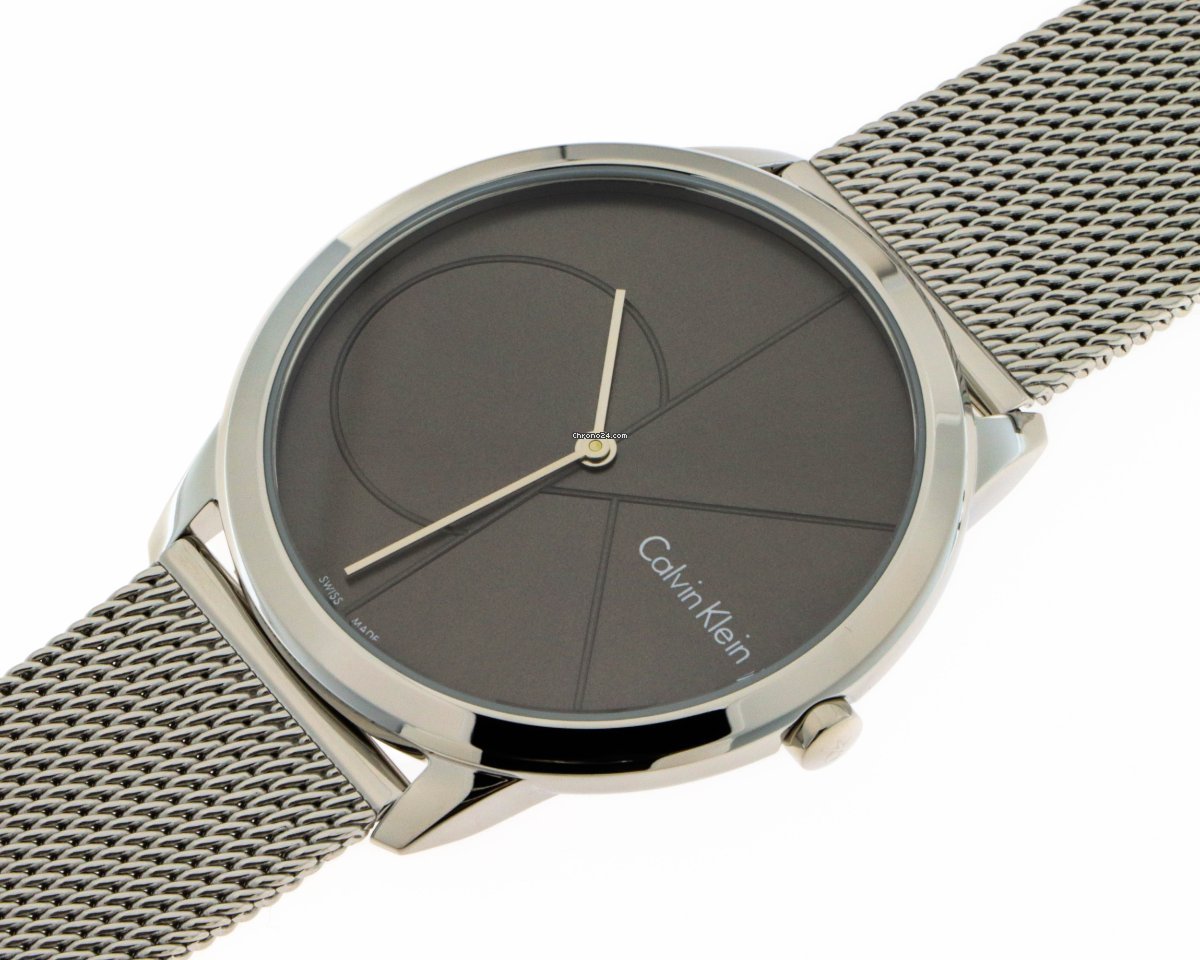  Shop Authentic Calvin Klein Minimal Black Dial Silver Mesh Bracelet Watch for Men - K3M21123 - Luxxuri