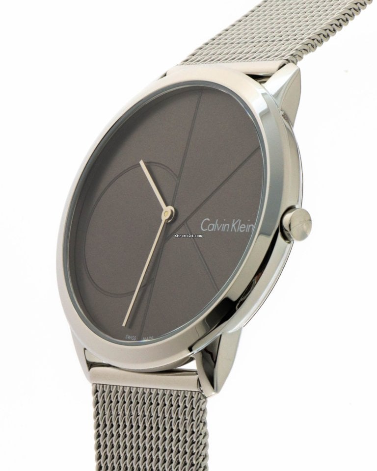  Shop Authentic Calvin Klein Minimal Black Dial Silver Mesh Bracelet Watch for Men - K3M21123 - Luxxuri