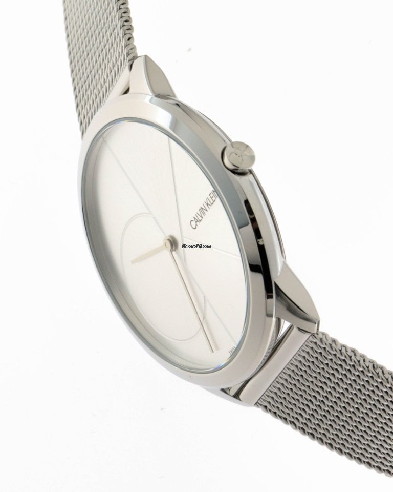  Shop Authentic Calvin Klein Minimal Silver Dial Silver Mesh Bracelet Watch for Men - K3M2112Z - Luxxuri