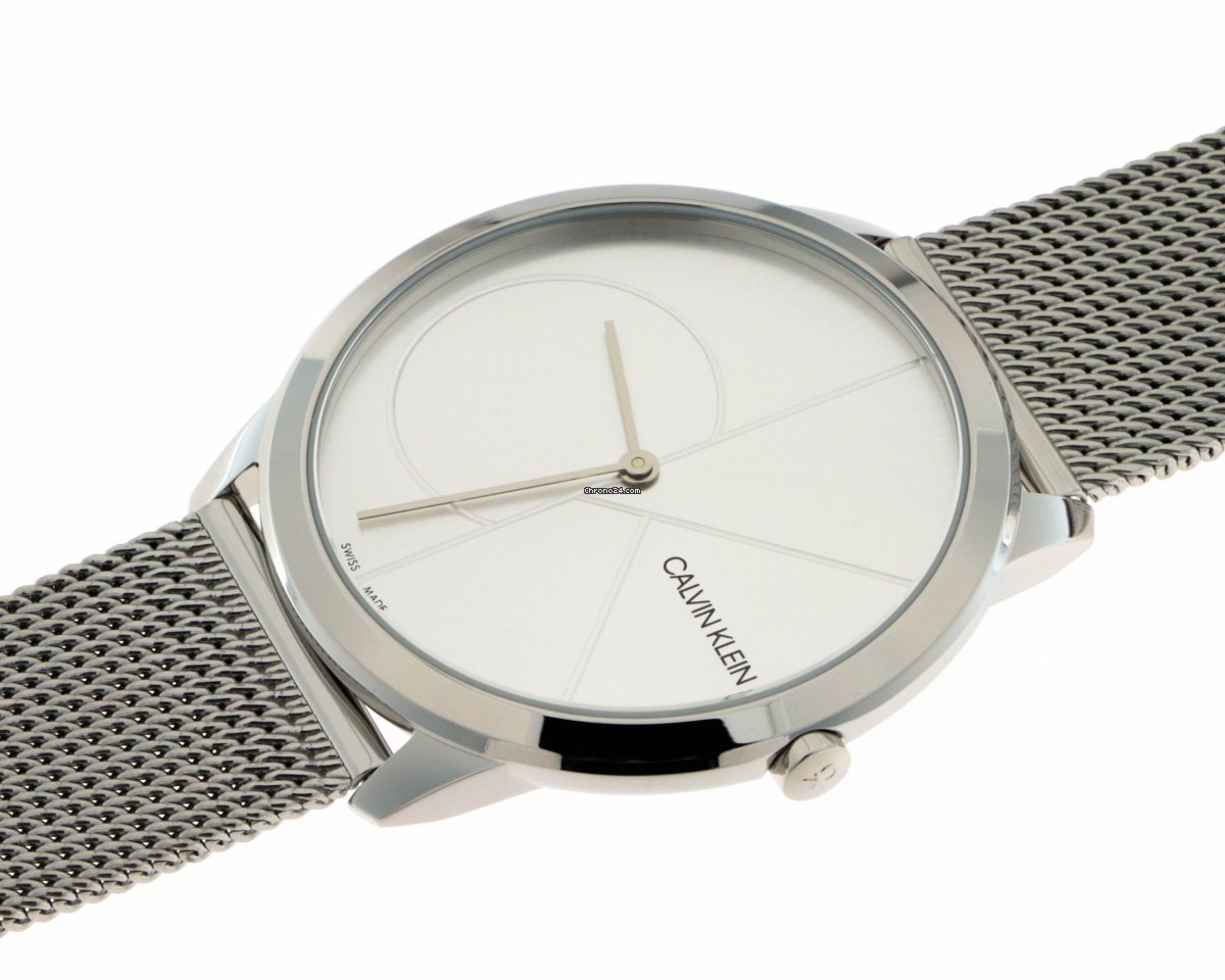  Shop Authentic Calvin Klein Minimal Silver Dial Silver Mesh Bracelet Watch for Men - K3M2112Z - Luxxuri