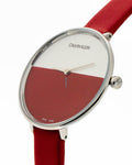  Shop Authentic Calvin Klein Rise Yellow Red Dial Red Leather Strap Watch for Women - K7A231UP - Luxxuri