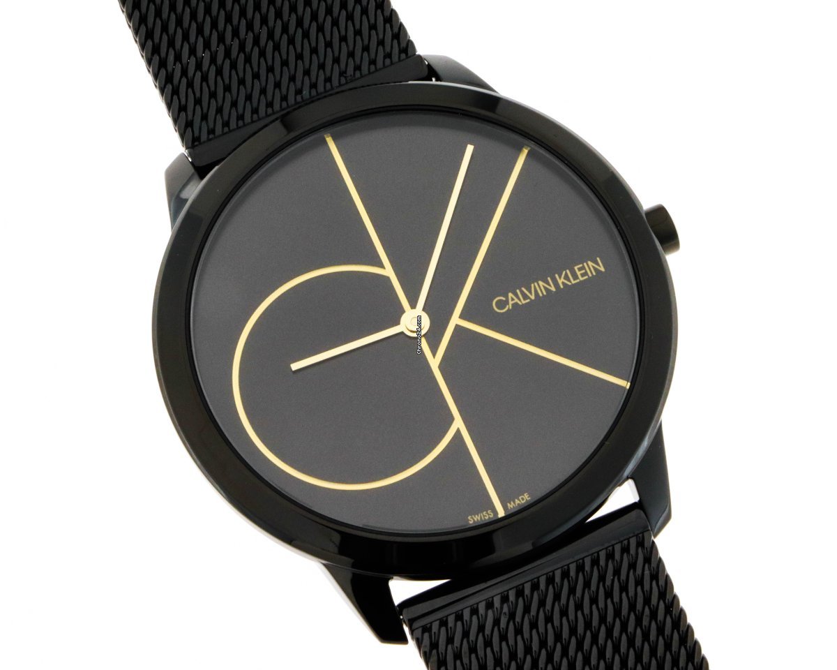  Shop Authentic Calvin Klein Minimal Black Dial Black Mesh Bracelet Watch for Men - K3M214X1 - Luxxuri