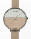  Shop Authentic Calvin Klein Rise White Beige Dial Beige Leather Strap Watch for Women - K7A231XH - Luxxuri