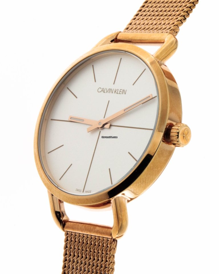  Shop Authentic Calvin Klein Even White Dial Rose Gold Mesh Bracelet Watch for Women - K7B21626 - Luxxuri