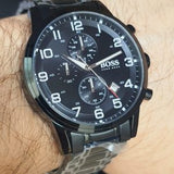 Shop Authentic Hugo Boss Chronograph Black Dial Black Steel Strap Watch for Men - 1513180 - Luxxuri