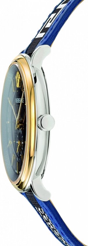  Shop Authentic Versace  V-Circle Black Dial Blue Leather Strap Watch for Men - VEBQ01419 - Luxxuri