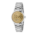  Shop Authentic Gucci G Timeless Quartz Gold Dial Silver Steel Strap Watch for Women - YA1265035 - Luxxuri
