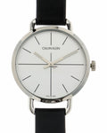  Shop Authentic Calvin Klein Even Silver Dial Black Leather Strap Watch for Men - K7B211CY - Luxxuri