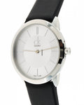  Shop Authentic Calvin Klein Minimal Silver Dial Black Leather Strap Watch for Women - K3M221C6 - Luxxuri