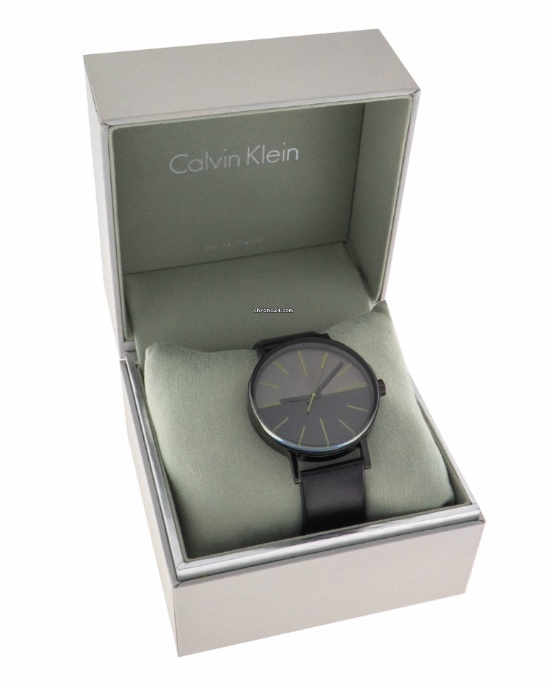  Shop Authentic Calvin Klein Boost Black Dial Black Leather Strap Watch for Men - K7Y214CL - Luxxuri