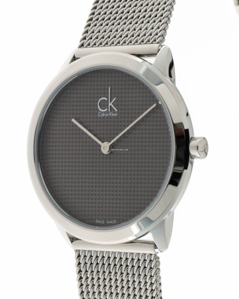  Shop Authentic Calvin Klein Minimalist Black Dial Silver Mesh Bracelet Watch for Men - K3M2112X - Luxxuri