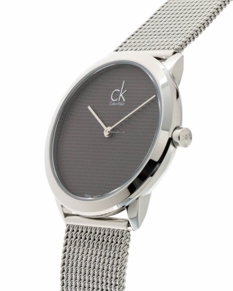  Shop Authentic Calvin Klein Minimal Grey Dial Silver Mesh Bracelet Watch for Women - K3M2212X - Luxxuri