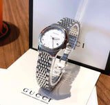  Shop Authentic Gucci G Timeless Diamonds Mother of Pearl Dial Silver Steel Strap Watch For Women - YA126510 - Luxxuri
