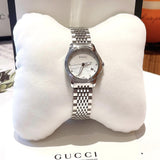  Shop Authentic Gucci G Timeless Diamonds Mother of Pearl Dial Silver Steel Strap Watch For Women - YA126510 - Luxxuri