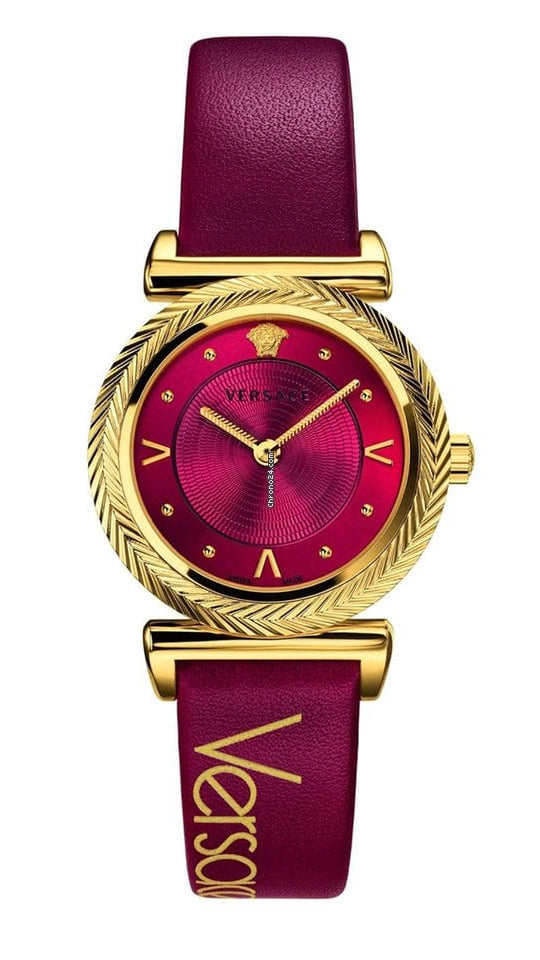  Shop Authentic Versace V-Motif Red Dial Red Leather Strap Watch for Women - VERE00418 - Luxxuri