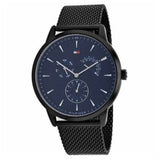  Shop Authentic Tommy Hilfiger Brad Quartz Blue Dial Black Mesh Bracelet Watch For Men - 1710392 - Luxxuri