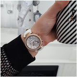  Shop Authentic Michael Kors Parker White Diamonds Dial White Leather Strap Watch for Women - MK2281 - Luxxuri
