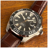  Shop Authentic Tag Heuer Aquaracer Caliber 5 Black Dial Brown Leather Strap Watch for Men - WAY201M.FC6474 - Luxxuri