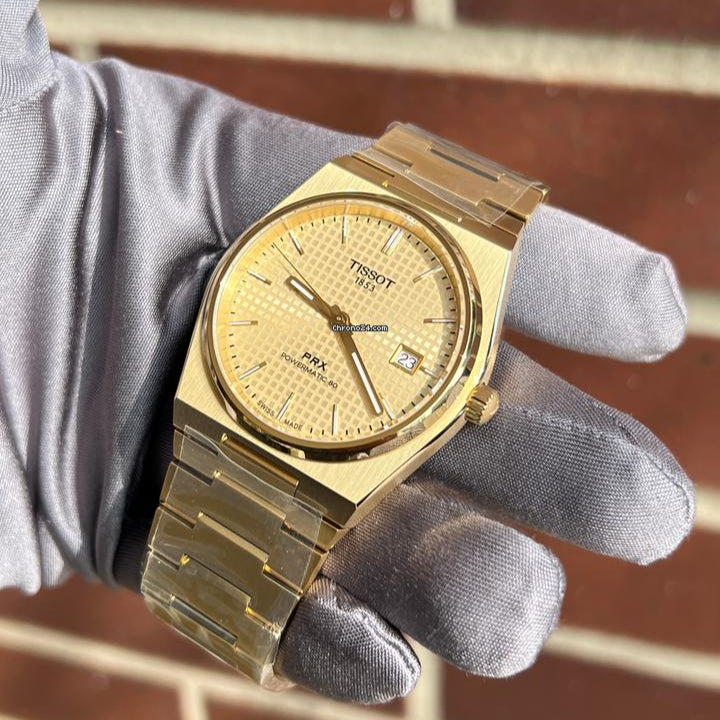  Shop Authentic Tissot PRX Powermatic 80 Gold Dial Gold Steel Strap Watch for Men - T137.407.33.021.00 - Luxxuri
