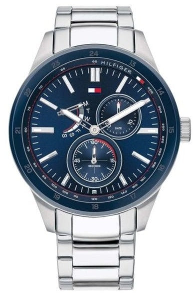  Shop Authentic Tommy Hilfiger Austin Blue Dial Silver Steel Strap Watch for Men - 1791640 - Luxxuri