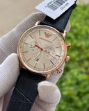  Shop Authentic Emporio Armani Aviator Silver Dial Blue Leather Strap Watch For Men - AR11123 - Luxxuri